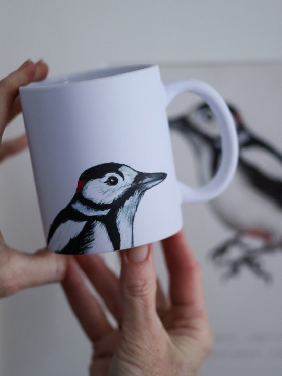 Pavāru mājas keramikas krūze - Dižraibais dzenis