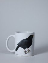 Matte Ceramic Mug with Blackbird Illustration