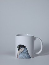 Matte Ceramic Mug with Bullfinch Illustration