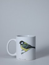 Matte Ceramic Mug with Great Tit Illustration