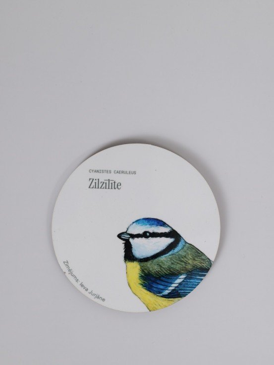 Coaster with Blue Tit Illustration